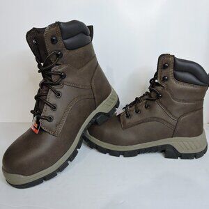 Brahma Vertex Men's 8" Steel Toe Slip and Oil Resistant Brown Work Boots Size 7